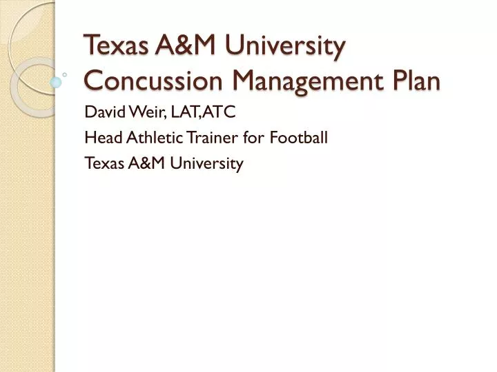 texas a m university concussion management plan