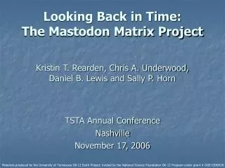 TSTA Annual Conference Nashville November 17, 2006