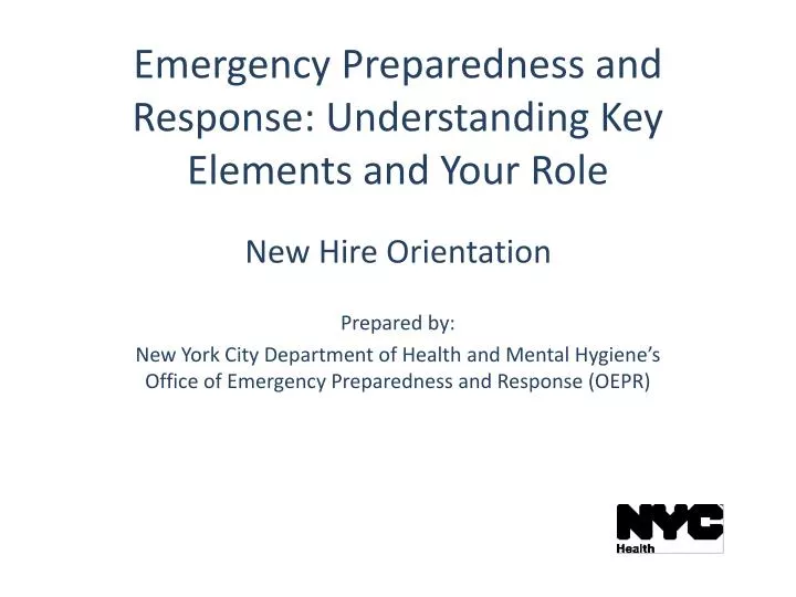 emergency preparedness and response understanding key elements and your role
