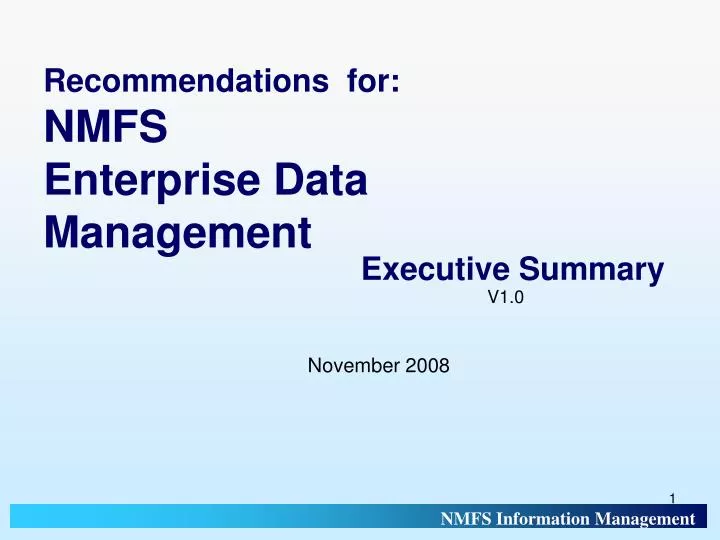 recommendations for nmfs enterprise data management