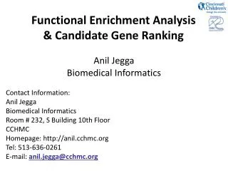 Functional Enrichment Analysis &amp; Candidate Gene Ranking