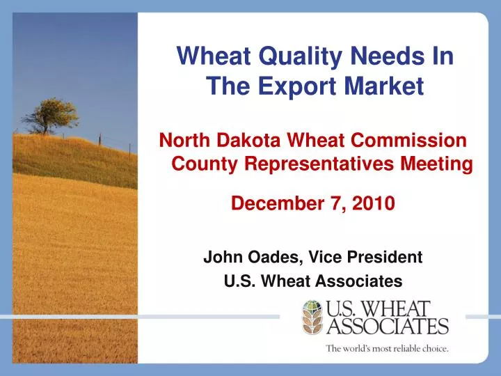 wheat quality needs in the export market