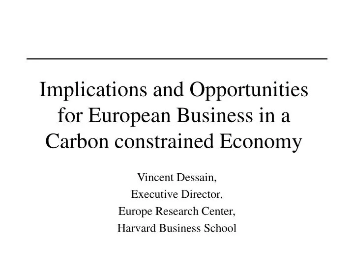 implications and opportunities for european business in a carbon constrained economy