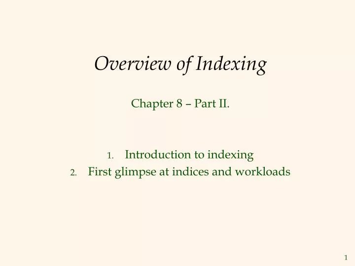 overview of indexing