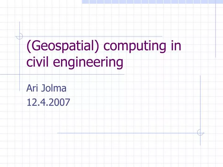 geospatial computing in civil engineering