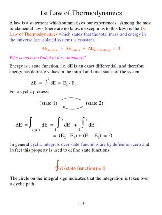 1st Law of Thermodynamics