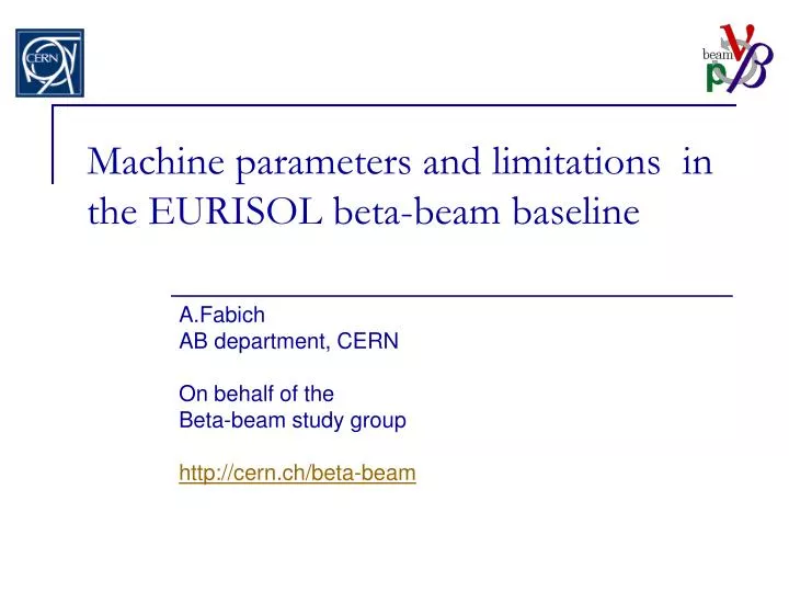 machine parameters and limitations in the eurisol beta beam baseline
