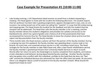 Case Example for Presentation #1 (10:00-11:00)