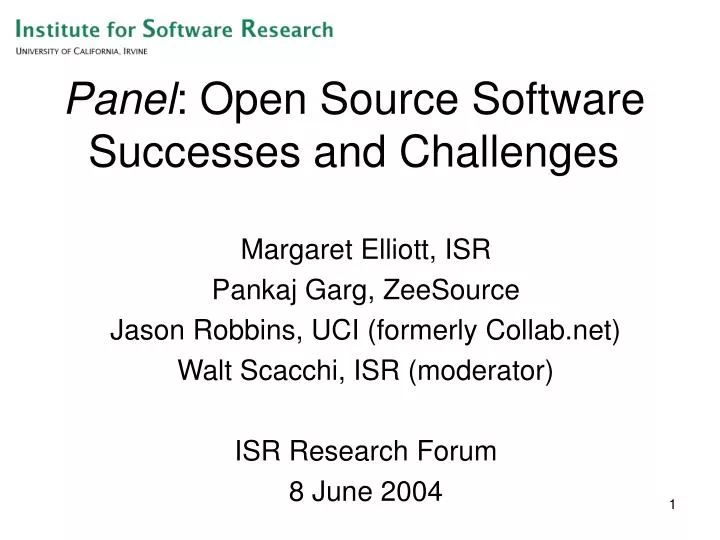 panel open source software successes and challenges