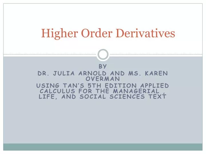 higher order derivatives