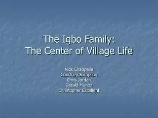 The Igbo Family: The Center of Village Life
