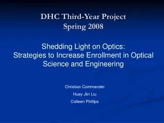 DHC Third-Year Project Spring 2008