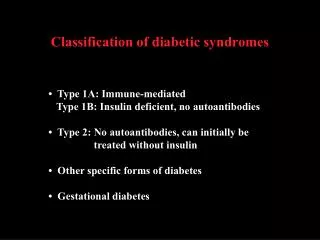 Classification of diabetic syndromes