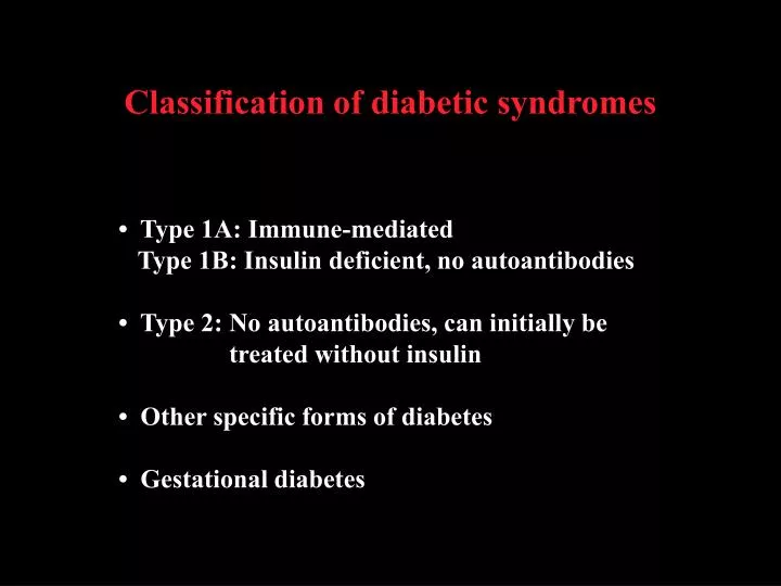 classification of diabetic syndromes