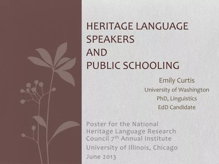 heritage language speakers and public schooling