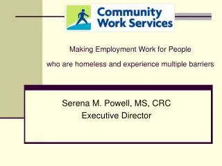 Making Employment Work for People who are homeless and experience multiple barriers