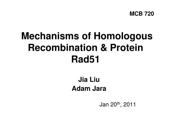 mechanisms of homologous recombination protein rad51