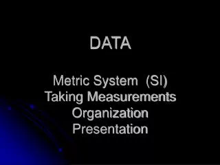 DATA Metric System (SI) Taking Measurements Organization Presentation