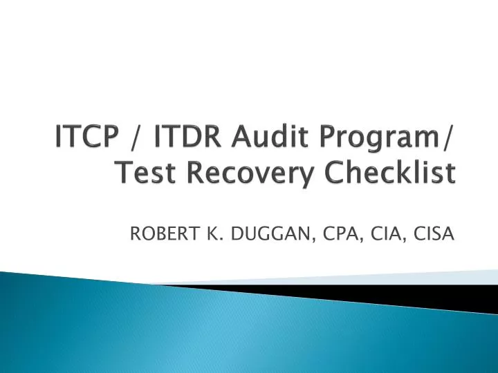 itcp itdr audit program test recovery checklist