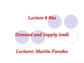 Lecture # 04a Demand and Supply (end) Lecturer: Martin Paredes