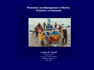 Promotion and Management of Marine Fisheries in Indonesia