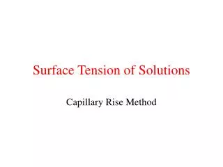 Surface Tension of Solutions