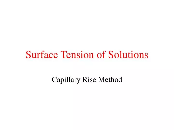 surface tension of solutions