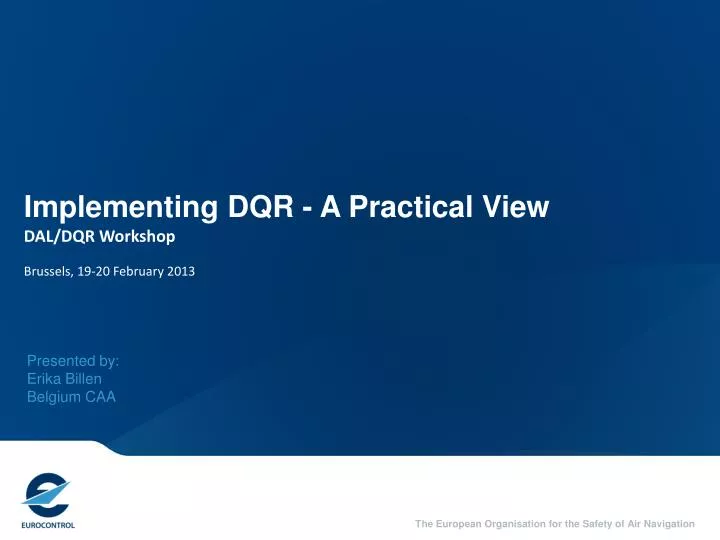 implementing dqr a practical view dal dqr workshop brussels 19 20 february 2013