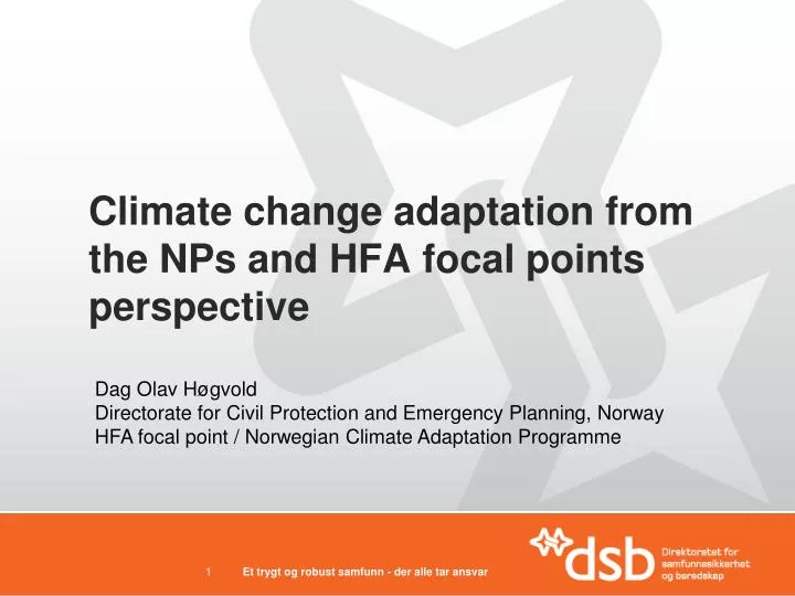 climate change adaptation from the nps and hfa focal points perspective