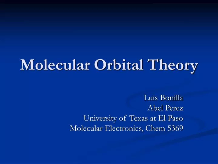 molecular orbital theory