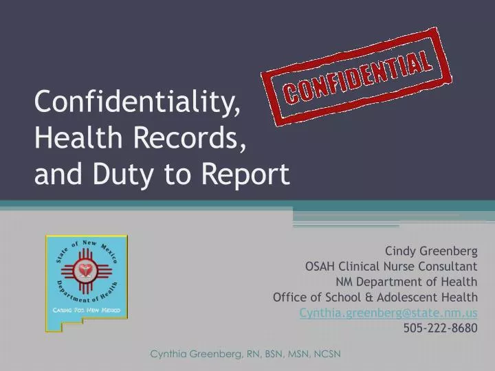 confidentiality health records and duty to report