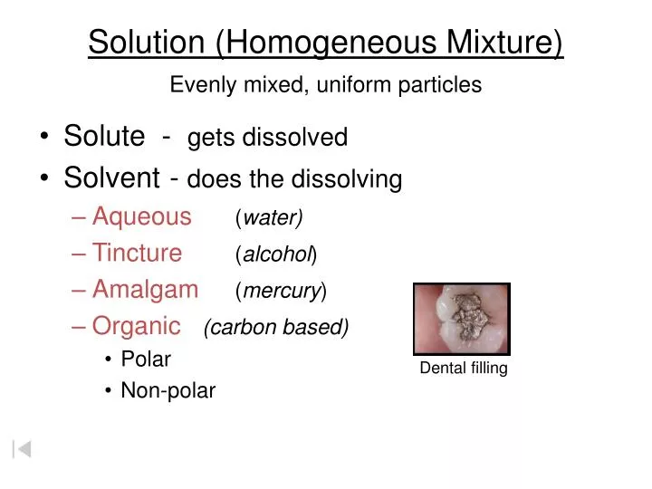 solution homogeneous mixture evenly mixed uniform particles