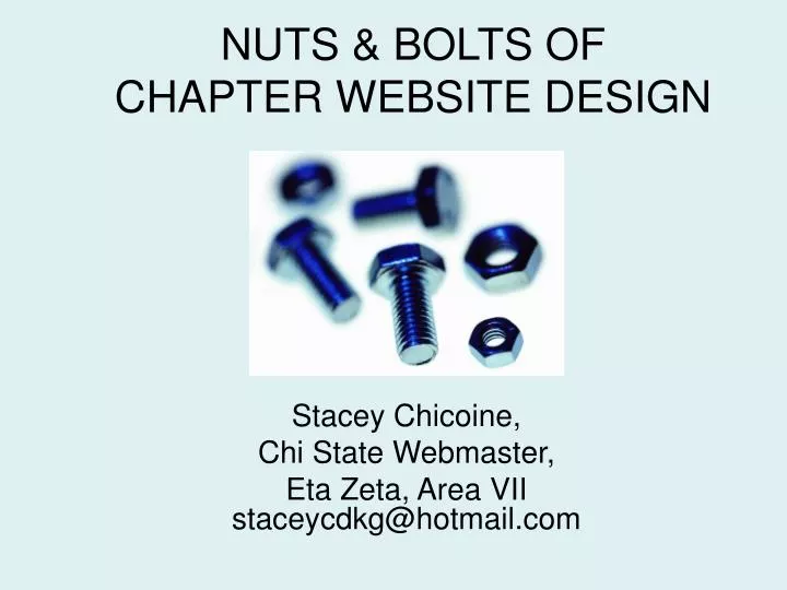 nuts bolts of chapter website design