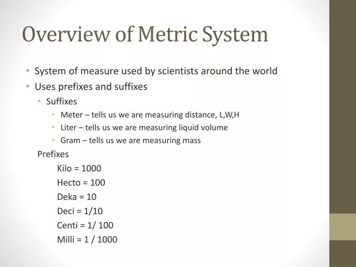 overview of metric system