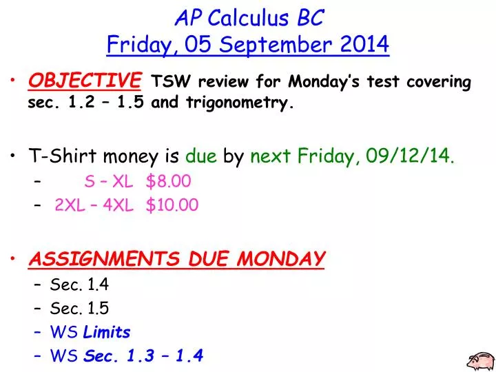 ap calculus bc friday 05 september 2014