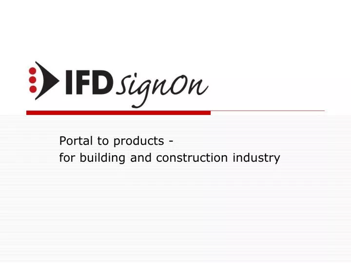 portal to products for building and construction industry