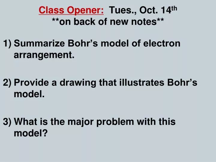class opener tues oct 14 th on back of new notes
