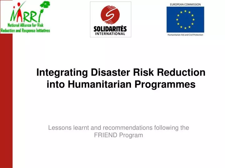 integrating disaster risk reduction into humanitarian programmes