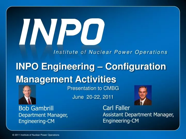 inpo engineering configuration management activities