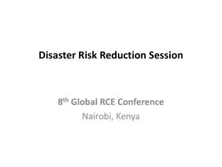 Disaster Risk Reduction Session