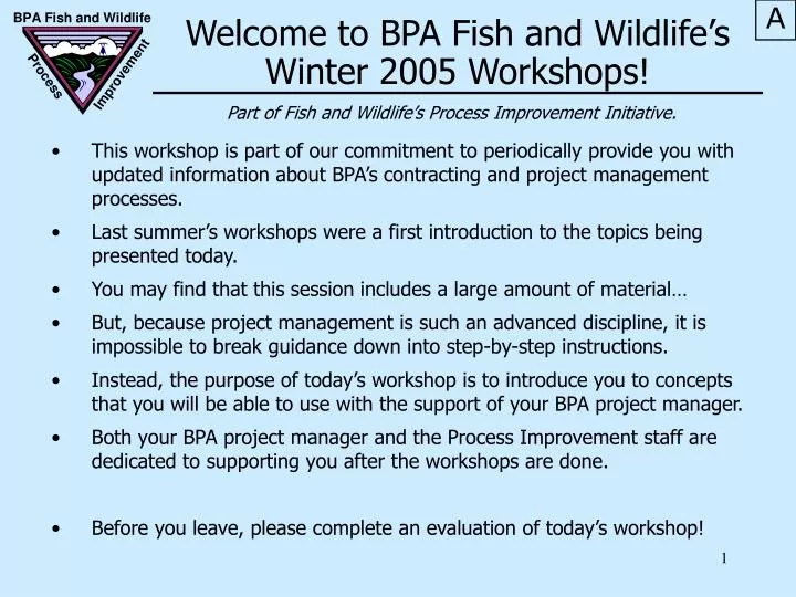 welcome to bpa fish and wildlife s winter 2005 workshops
