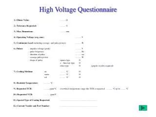 High Voltage Questionnaire