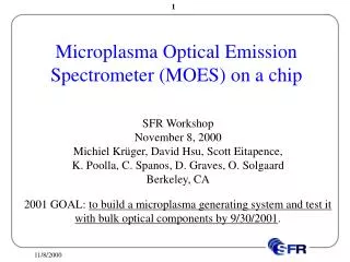 Microplasma Optical Emission Spectrometer (MOES) on a chip