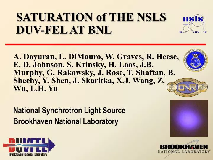 saturation of the nsls duv fel at bnl