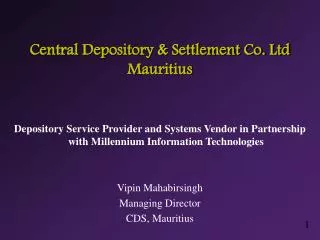 Central Depository &amp; Settlement Co. Ltd Mauritius