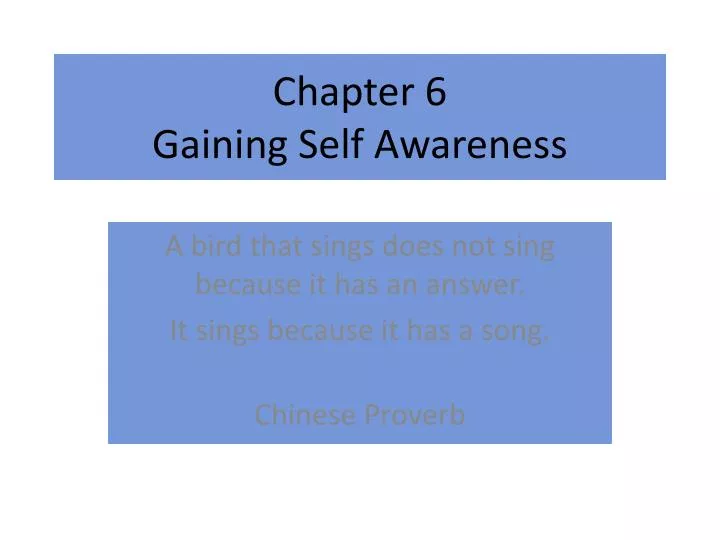 chapter 6 gaining self awareness