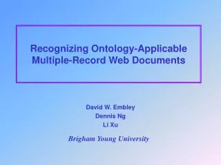 Recognizing Ontology-Applicable Multiple-Record Web Documents