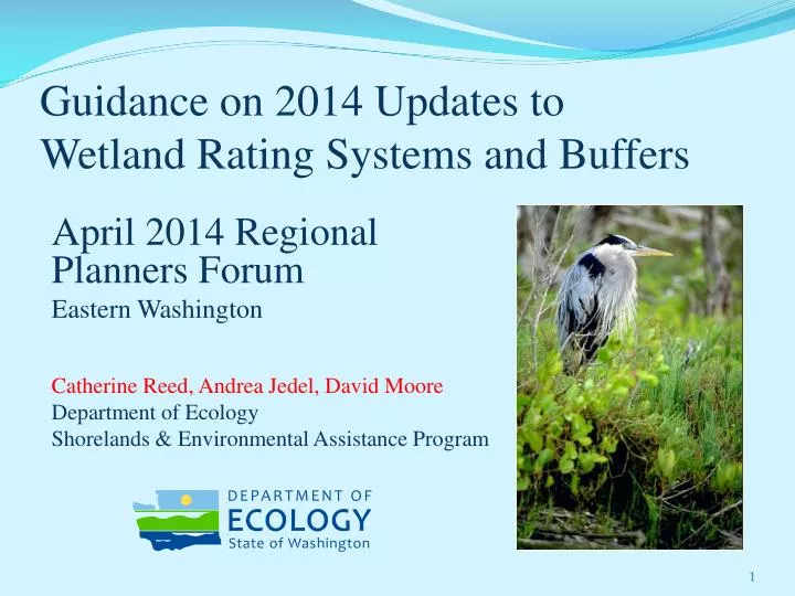 guidance on 2014 updates to wetland rating systems and buffers