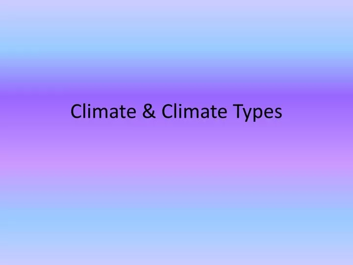 climate climate types