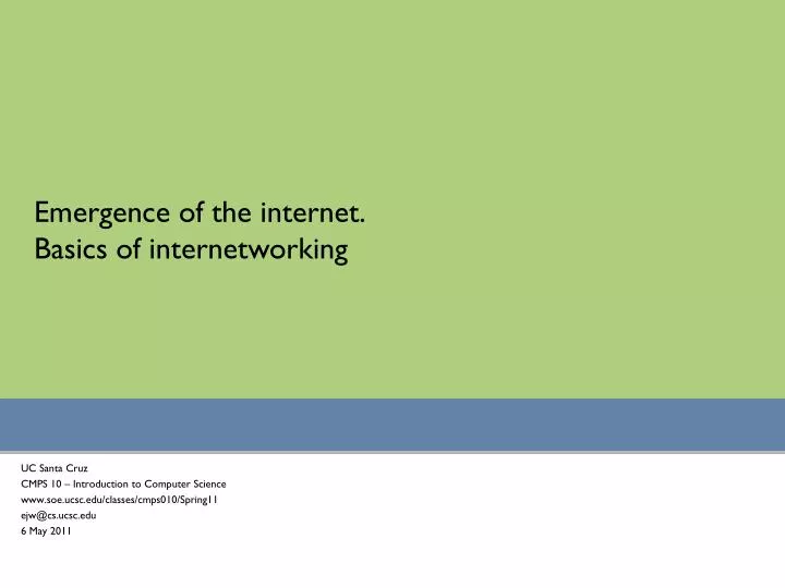emergence of the internet basics of internetworking